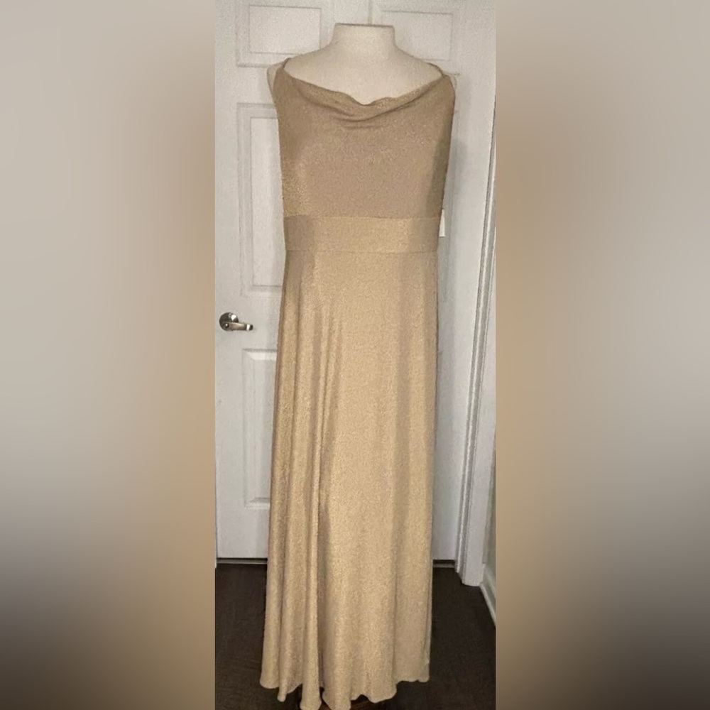DB STUDIO Metallic Cowl Neck Dress with Lace-Up Back Women’s US Size 20